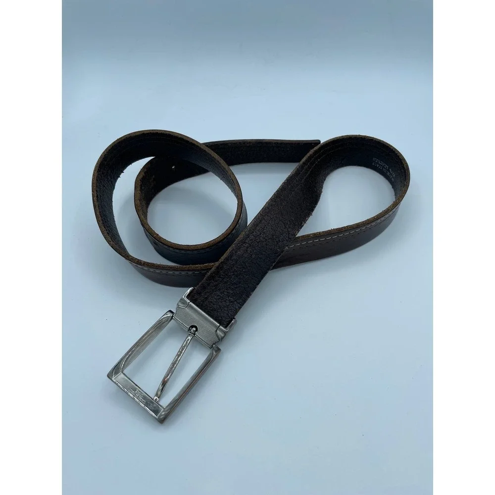 Trussardi Jeans Brown 100 Leather Belt Made in‎ Italy Sz 38/100cm Silver Buckle